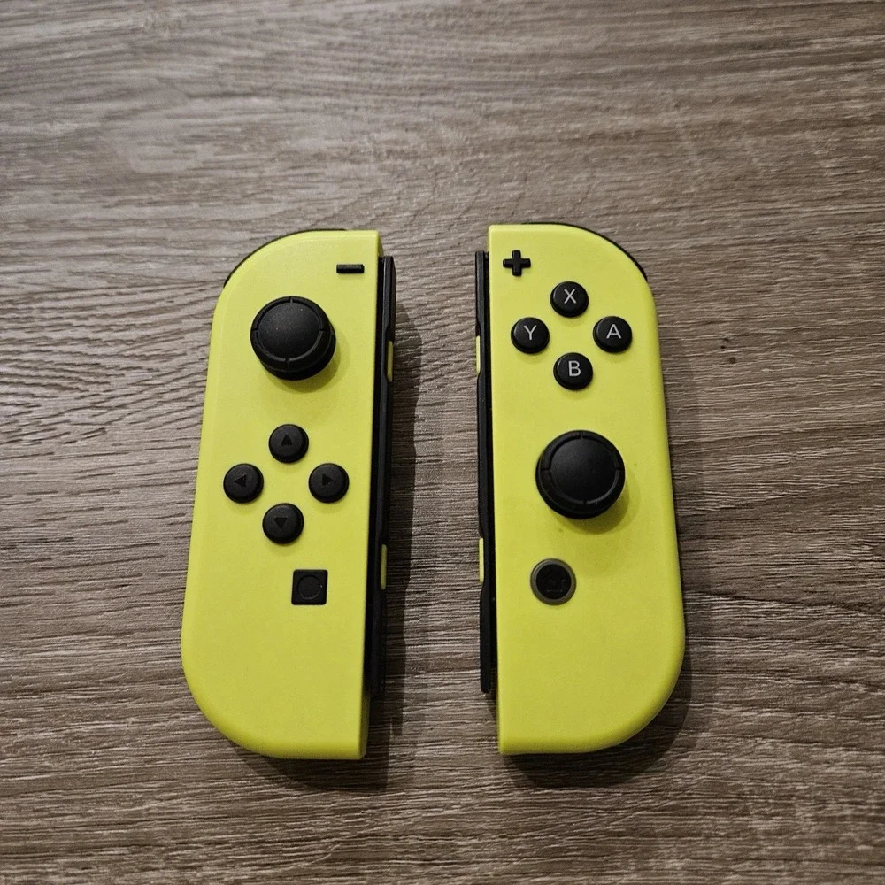 Nintendo Switch Joy-Con L R Controllers Neon Yellow OEM w Straps Replacement Box